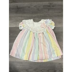 Vintage Toddler Dress Youngland 3T 70/80’s pastel stripes Made in USA